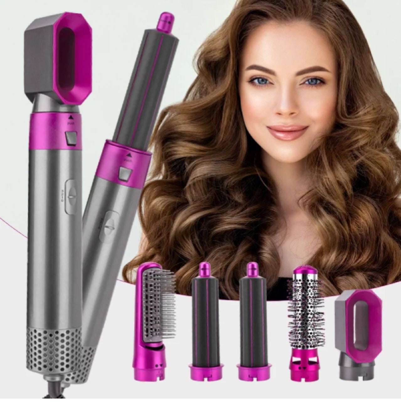 Sèche-cheveux avec peigne chauffant,lisseur professionnel, 5 en 1