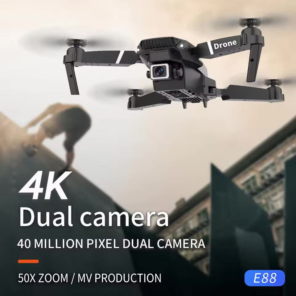 Drone E88 caméra grand angle HD 4k, WiFi fpv, maintien en hauteur, quadrotor RC pliable, hélicoptère, jouets pour enfants sans caméra