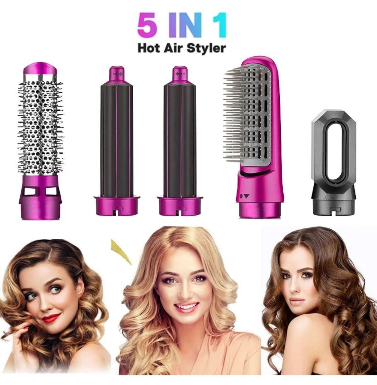 Sèche-cheveux avec peigne chauffant,lisseur professionnel, 5 en 1