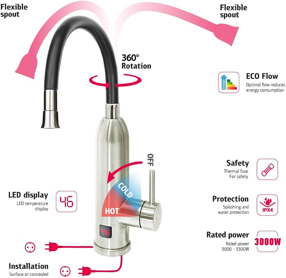 Robinet électrique avec chauffe-eau instantané 230 V