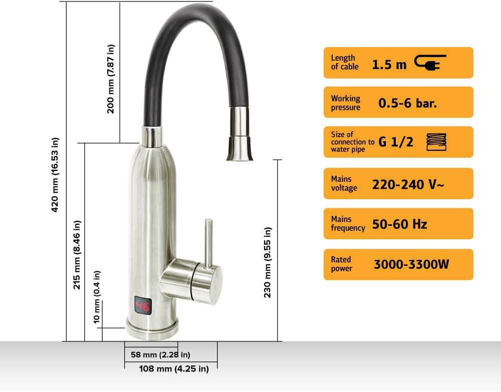 Robinet électrique avec chauffe-eau instantané 230 V