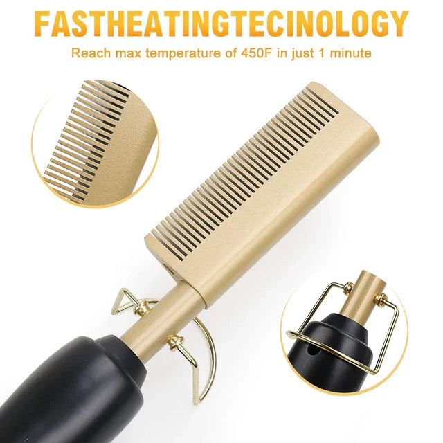 Brosse chauffante électrique pour lisser les cheveux, bigoudi Portable, brosse chauffante, Anti-brûlure, pour coiffer la barbe, pour Salon et maison