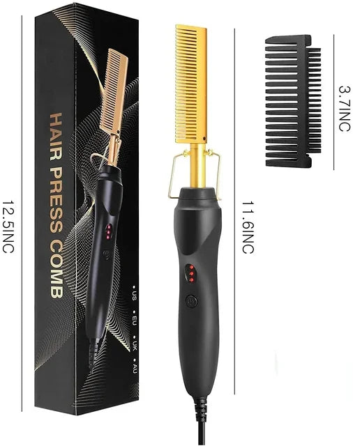 Brosse chauffante électrique pour lisser les cheveux, bigoudi Portable, brosse chauffante, Anti-brûlure, pour coiffer la barbe, pour Salon et maison