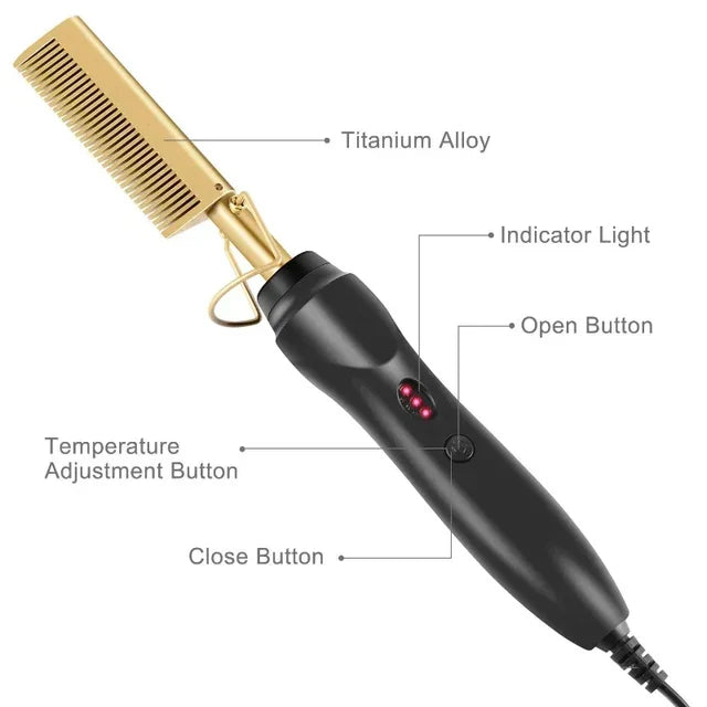 Brosse chauffante électrique pour lisser les cheveux, bigoudi Portable, brosse chauffante, Anti-brûlure, pour coiffer la barbe, pour Salon et maison