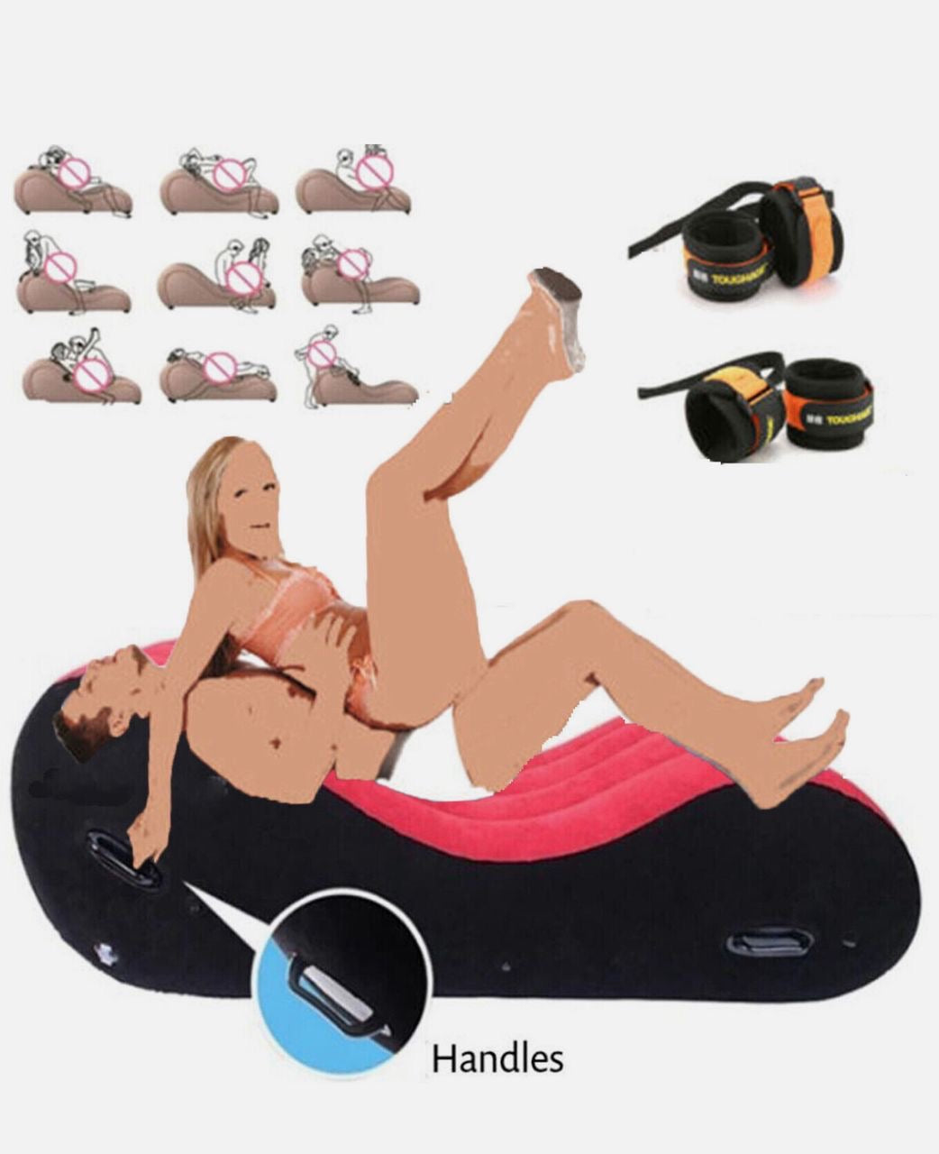 Fauteuil gonflable pour couple avec 4  menottes