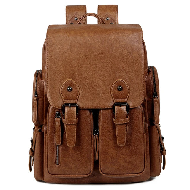 Sac à dos vintage en cuir souple pour hommes, sac à dos d'affaires de luxe, sacs à dos de voyage étanches pour hommes, sac à dos urbain pour ordinateur portable, 15.6