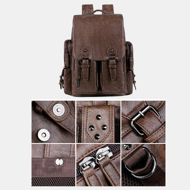 Sac à dos vintage en cuir souple pour hommes, sac à dos d'affaires de luxe, sacs à dos de voyage étanches pour hommes, sac à dos urbain pour ordinateur portable, 15.6