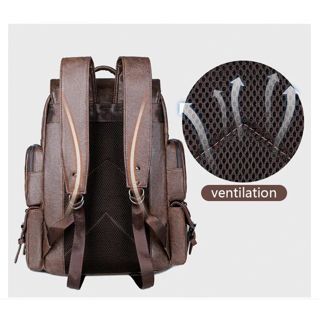 Sac à dos vintage en cuir souple pour hommes, sac à dos d'affaires de luxe, sacs à dos de voyage étanches pour hommes, sac à dos urbain pour ordinateur portable, 15.6